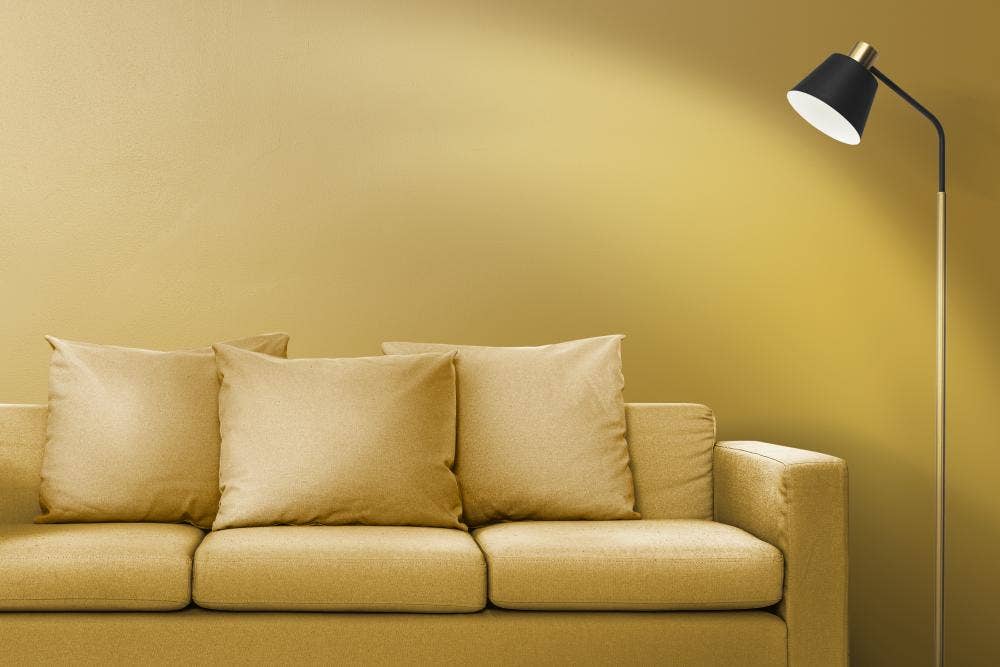 Floor lamp next to couch