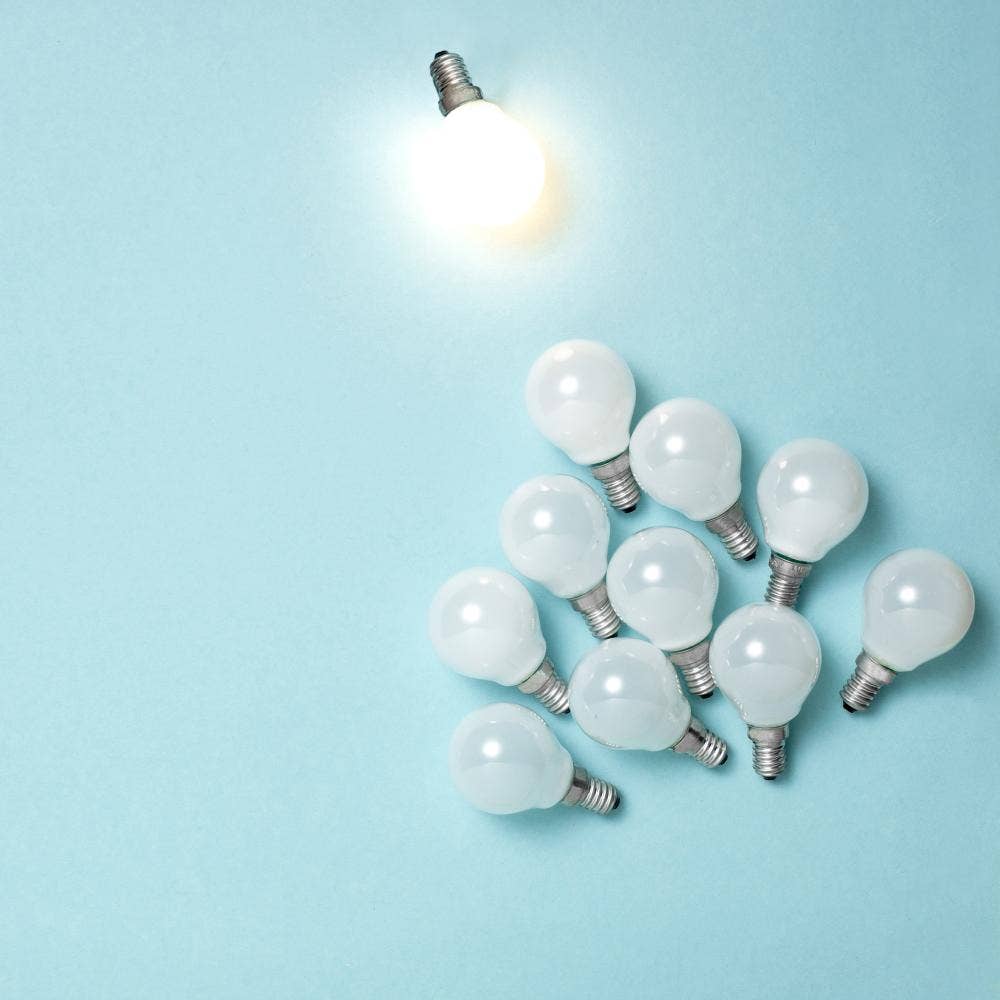 One bulb lit and the others unlit