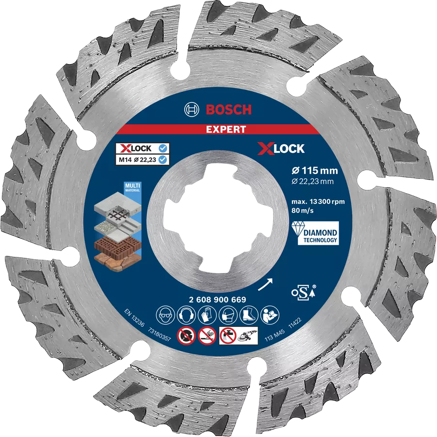 Bosch 2608900669 EXPERT Multi Material Diamond Cutting Disc X-LOCK Angle Grinders - 115mm x 2.4mm