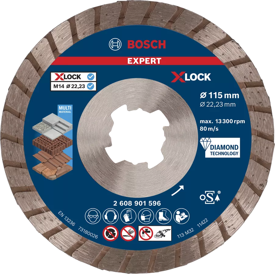 Bosch 2608901596 EXPERT Multi Material Turbo Diamond Cutting Disc - 115mm x 2.4mm