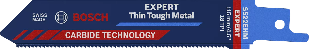Bosch 2608900359 EXPERT Thin Tough Metal S522EHM Reciprocating Saw Blade - 115mm