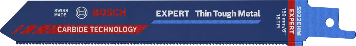 Bosch 2608900362 EXPERT Thin Tough Metal S922EHM Reciprocating Saw Blade - 150mm (Pack of 10)