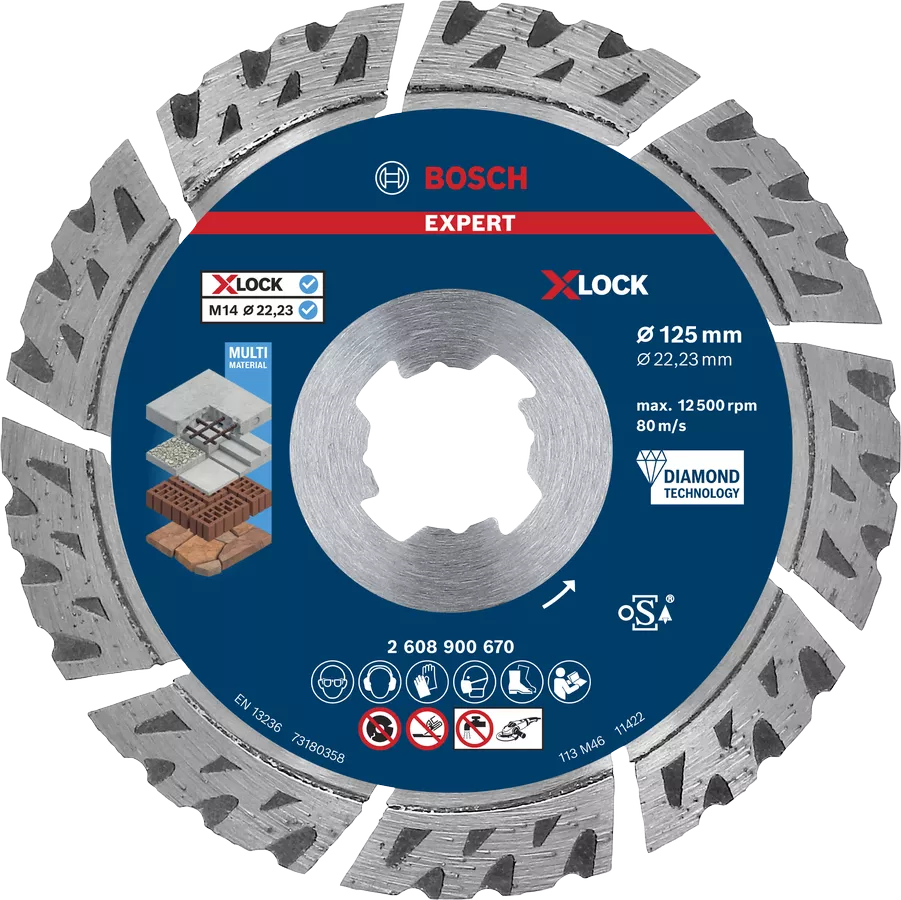Bosch 2608900670 EXPERT Multi Material Diamond Cutting Disc X-LOCK Angle Grinders - 115mm x 2.4mm
