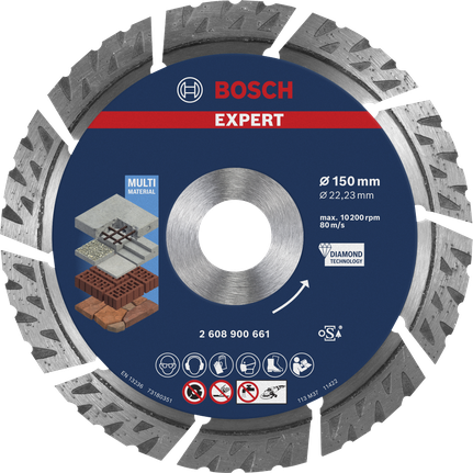 Bosch 2608900661 EXPERT Multi Material Diamond Cutting Disc for Large Angle Grinders - 150mm x 2.4mm