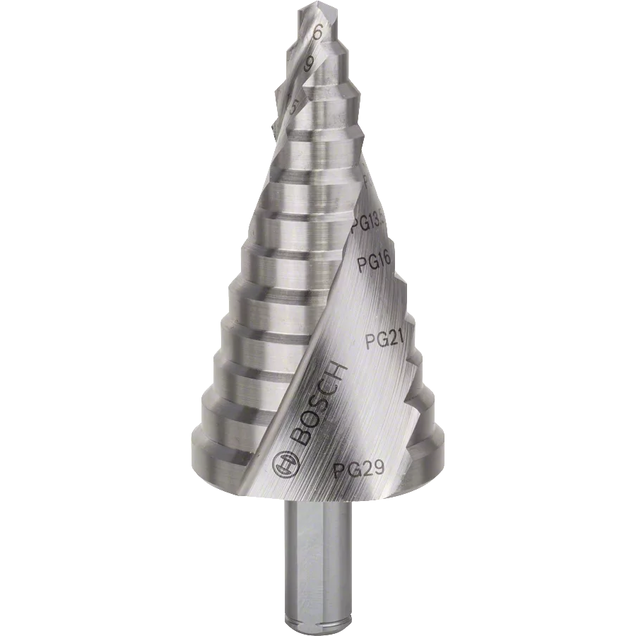 Bosch 2608587428 HSS Step Drill Bit - 3-Flat Shank (6mm - 37mm)