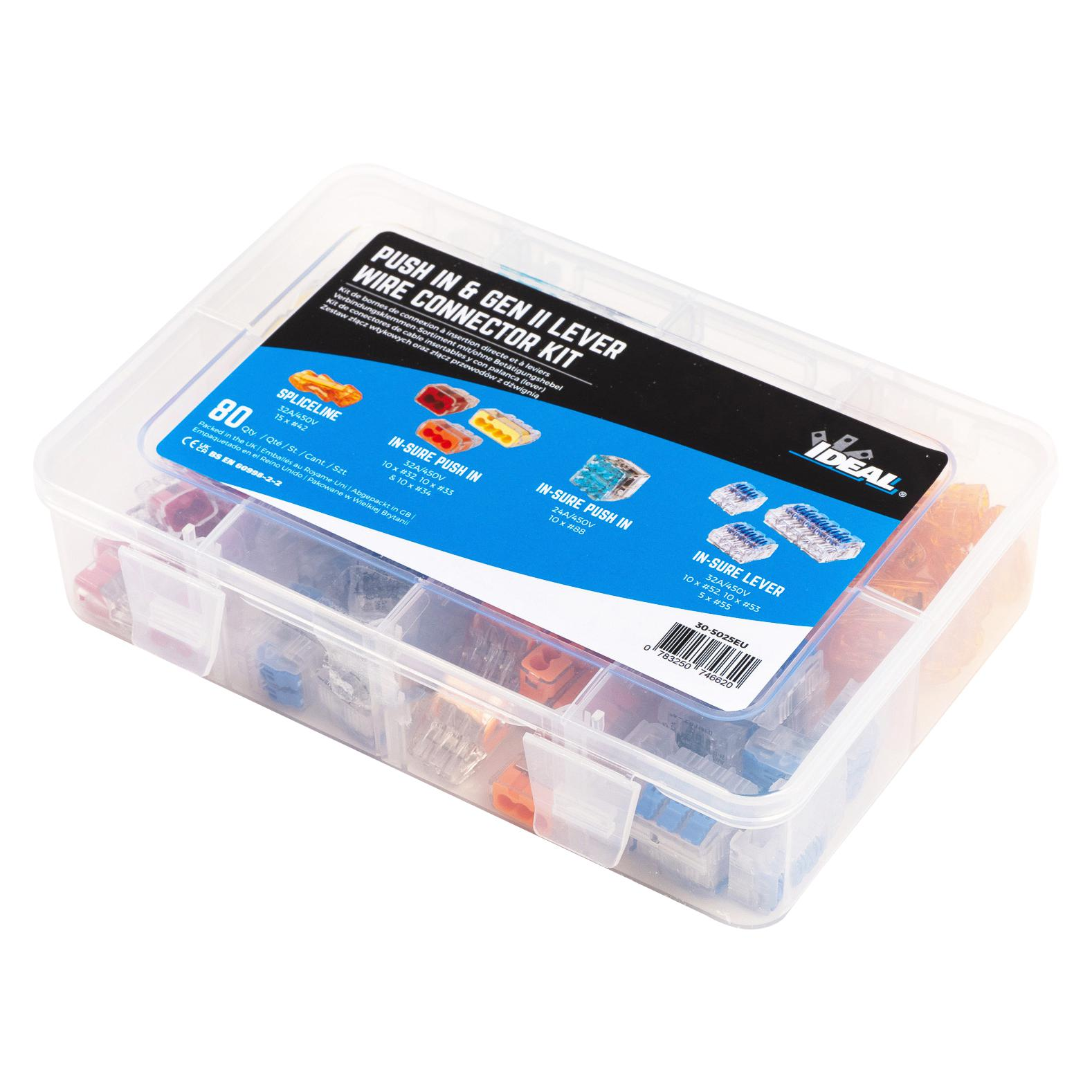 IDEAL 30-5025EU Push In and Gen II Lever Wire Connector Kit (80 pcs)