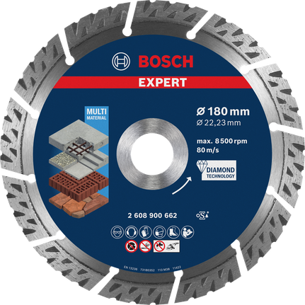 Bosch 2608900662 EXPERT Multi Material Diamond Cutting Disc for Large Angle Grinders - 180mm x 2.4mm