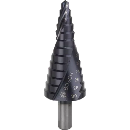 Bosch 2608588067 HSS AlTiN Step Drill Bit - 3 - Flat Shank (6mm - 30mm)
