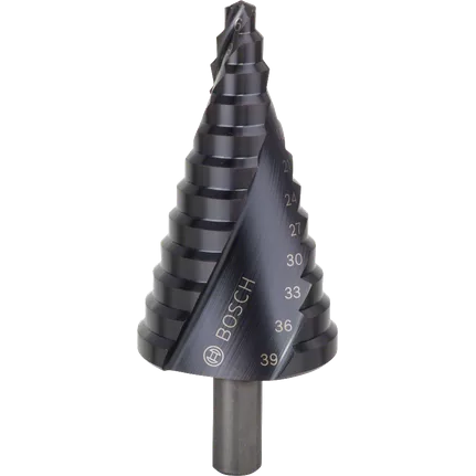 Bosch 2608588068 HSS AlTiN Step Drill Bit - 3 - Flat Shank (6mm - 39mm)