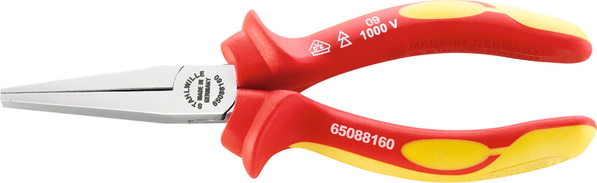 Stahlwille 65088160 160mm VDE Flat Nose Pliers, Long - Chrome Plated