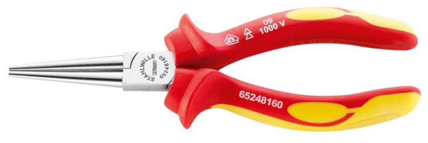 Stahlwille 65248160 160mm VDE Round Nose Pliers, Long - Chrome Plated