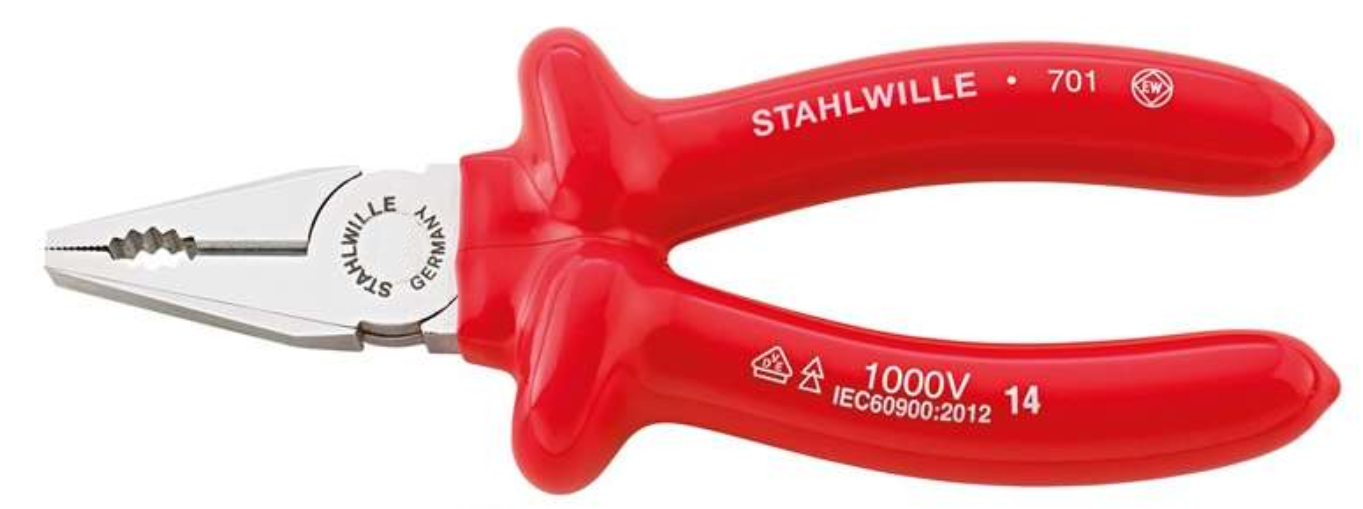 Stahlwille 65017180 180mm VDE Combination Pliers - Chrome Plated
