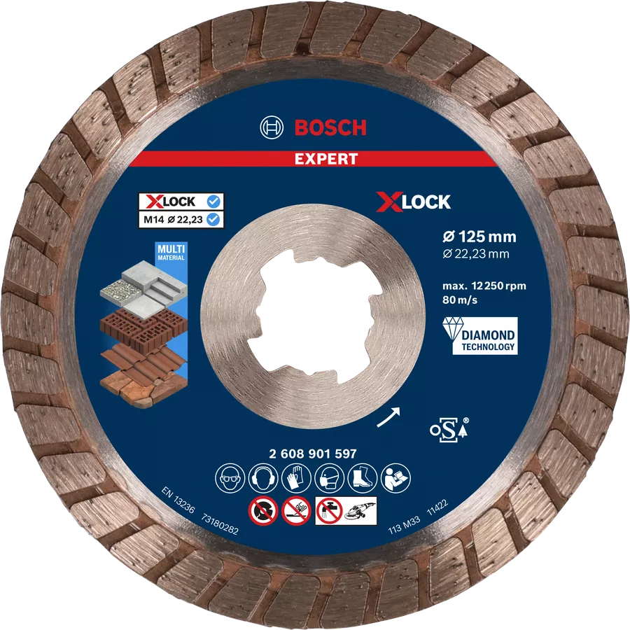 Bosch 2608901597 EXPERT Multi Material Turbo Diamond Cutting Disc - 125mm x 2.4mm