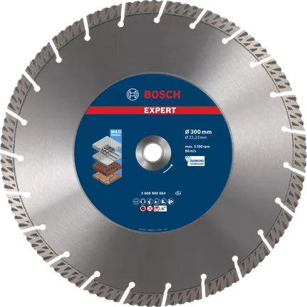 Bosch 2608900664 EXPERT Multi Material Diamond Cutting Disc for Large Angle Grinders - 300mm x 2.8mm