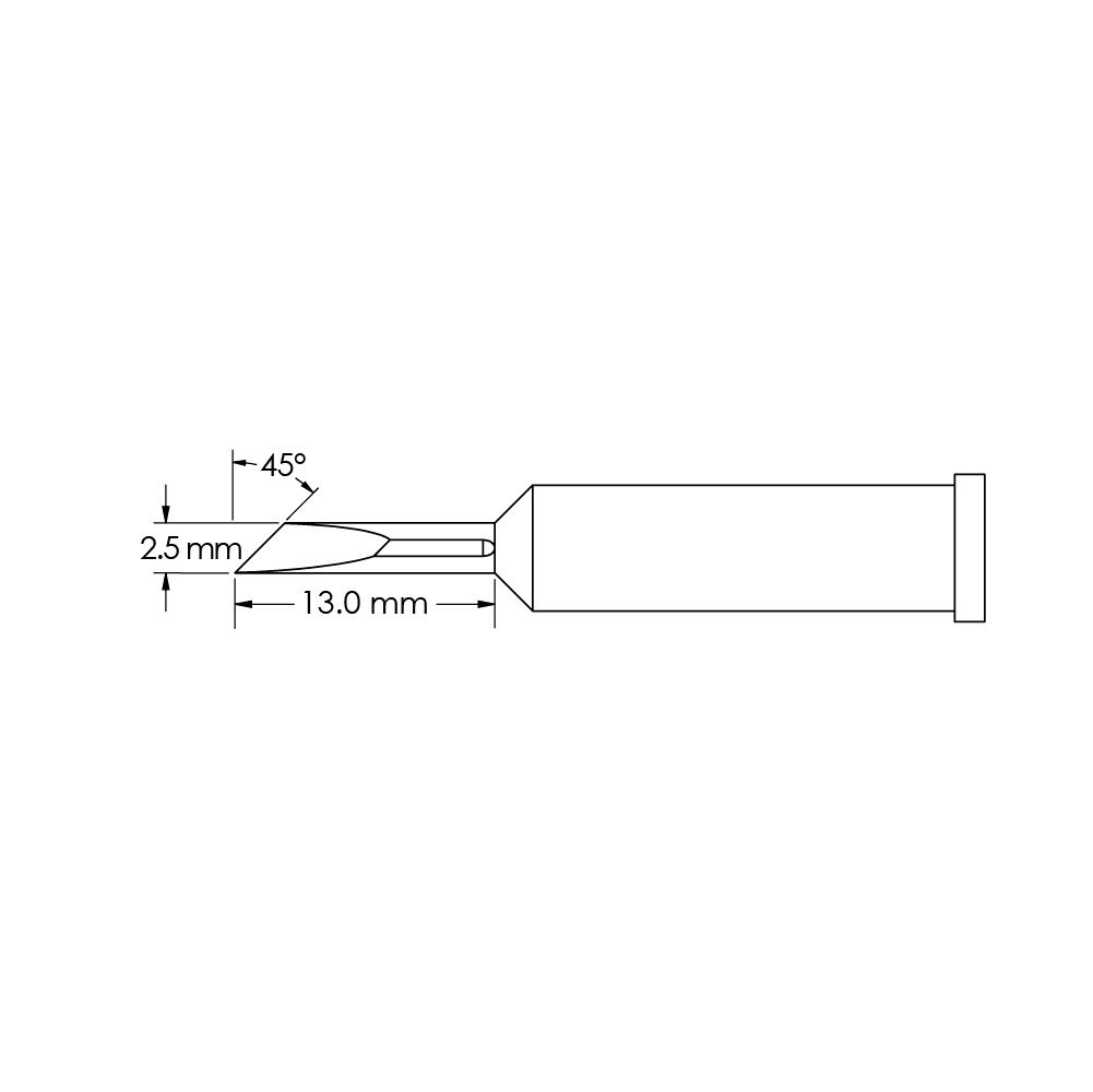 Metcal GT6-KN0025P Power, 2.5mm x 13mm, 45° GT6 Knife Soldering Tip