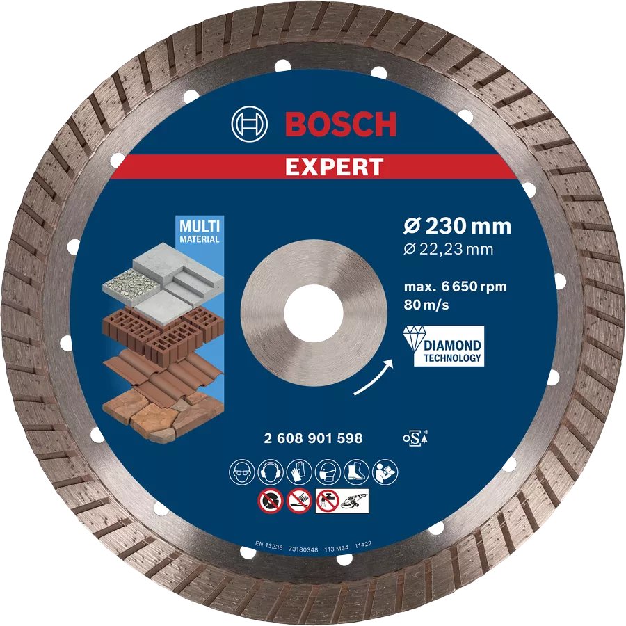 Bosch 2608901598 EXPERT Multi Material Turbo Diamond Cutting Disc - 230mm x 2.4mm