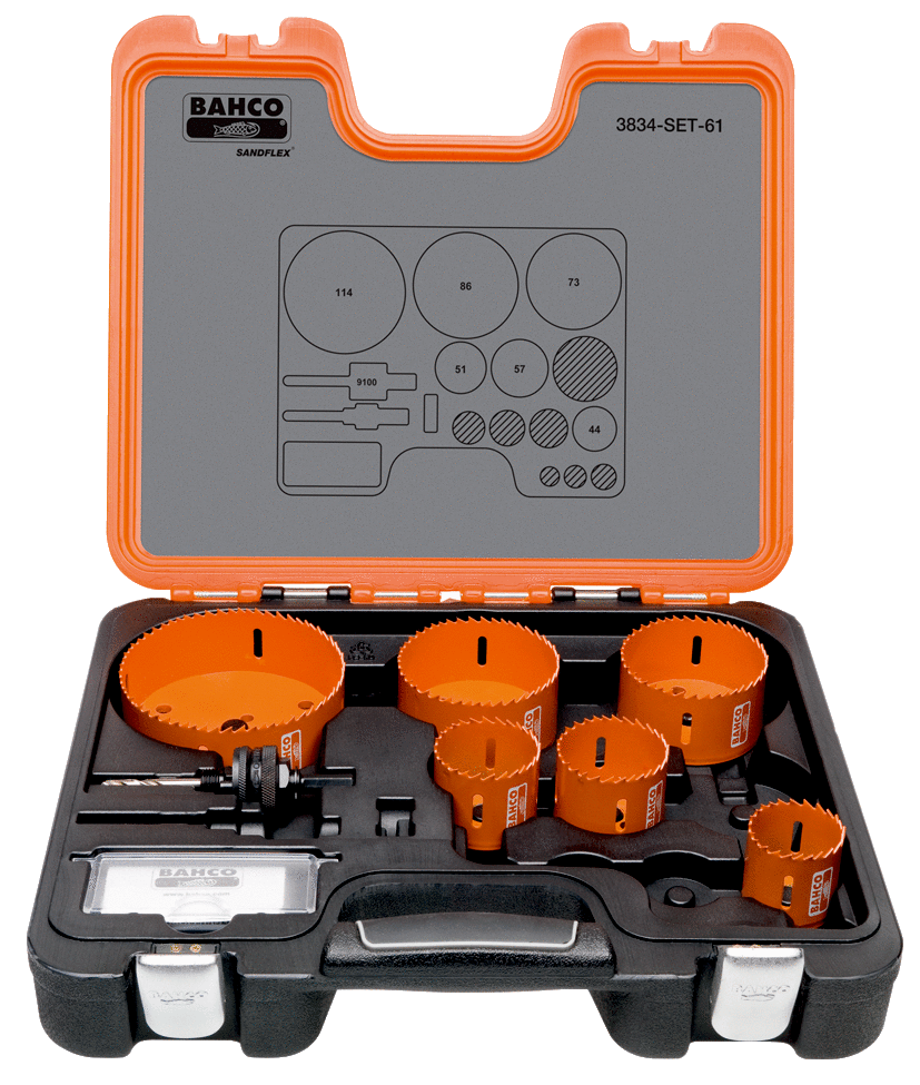 Bahco 3834-SET-61 44mm - 114mm Hole Saw Set - 7 Pieces