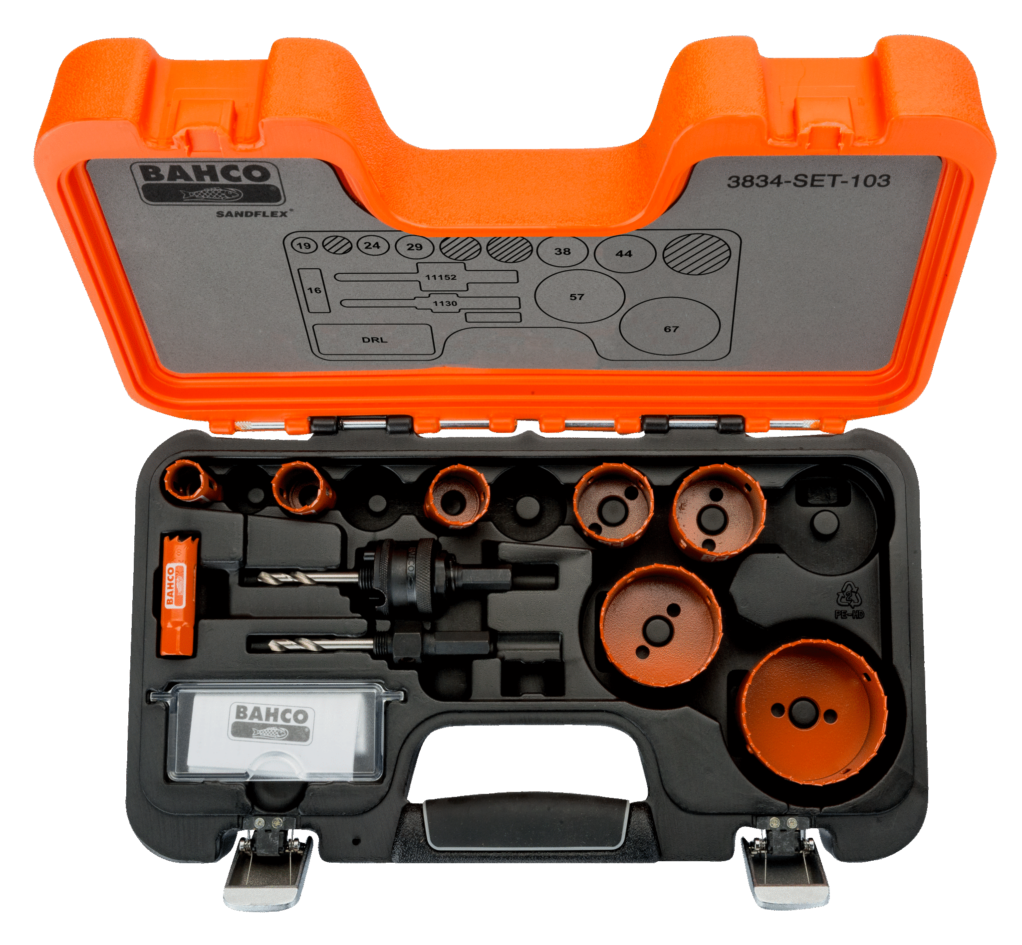 Bahco 3834-SET-103 16mm - 67mm Hole Saw Set - 11 Pieces