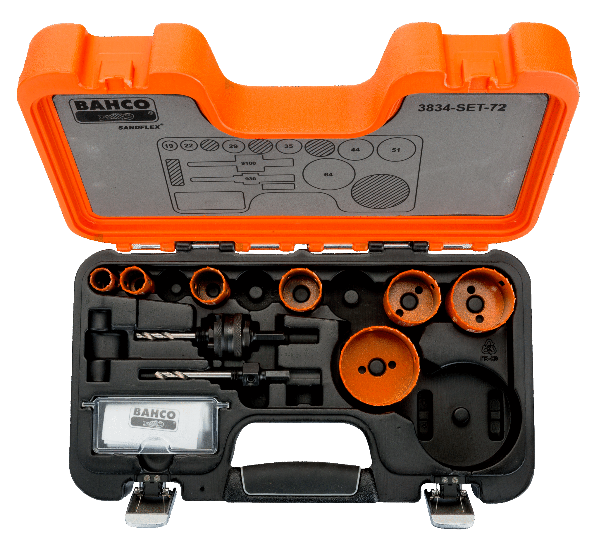 Bahco 3834-SET-72 19mm - 64mm Hole Saw Set - 9 Pieces