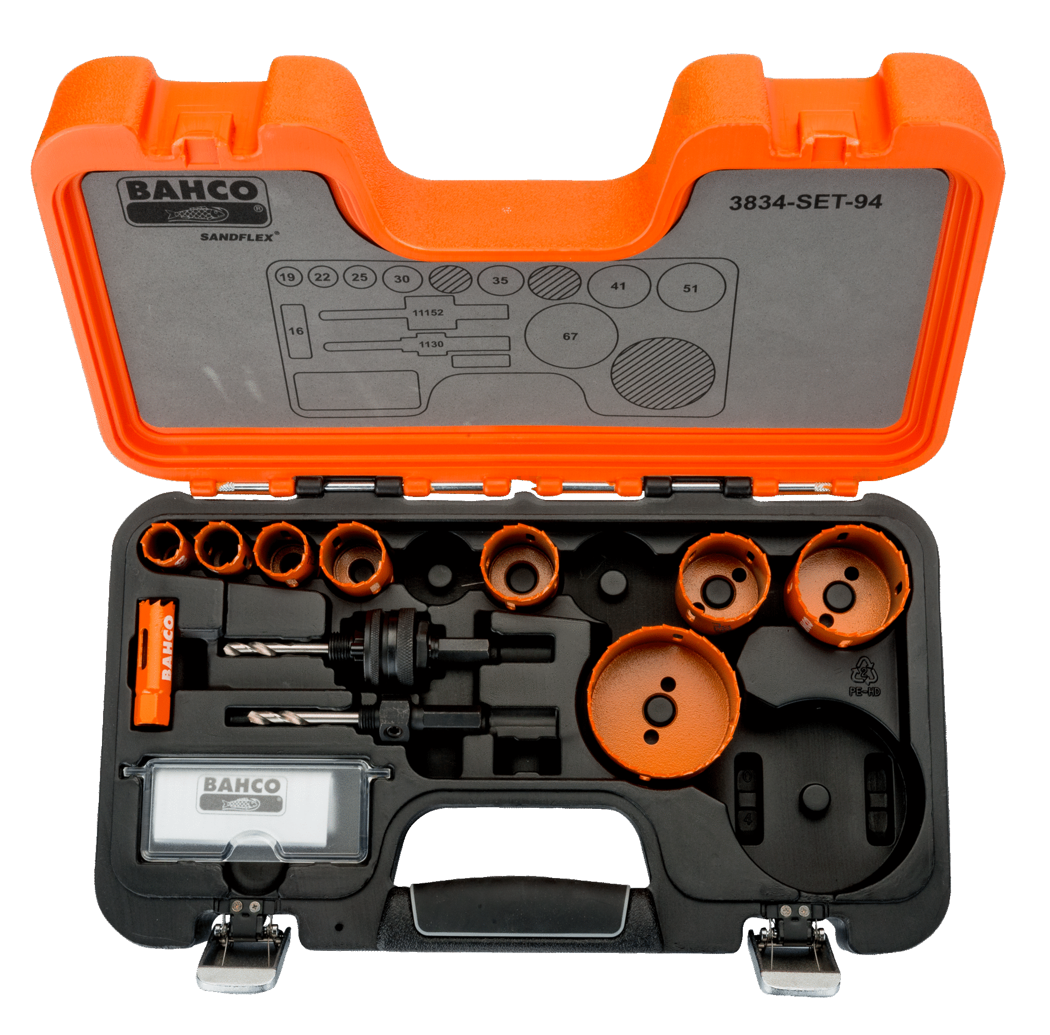 Bahco 3834-SET-94 16mm - 67mm Hole Saw Set - 11 Pieces