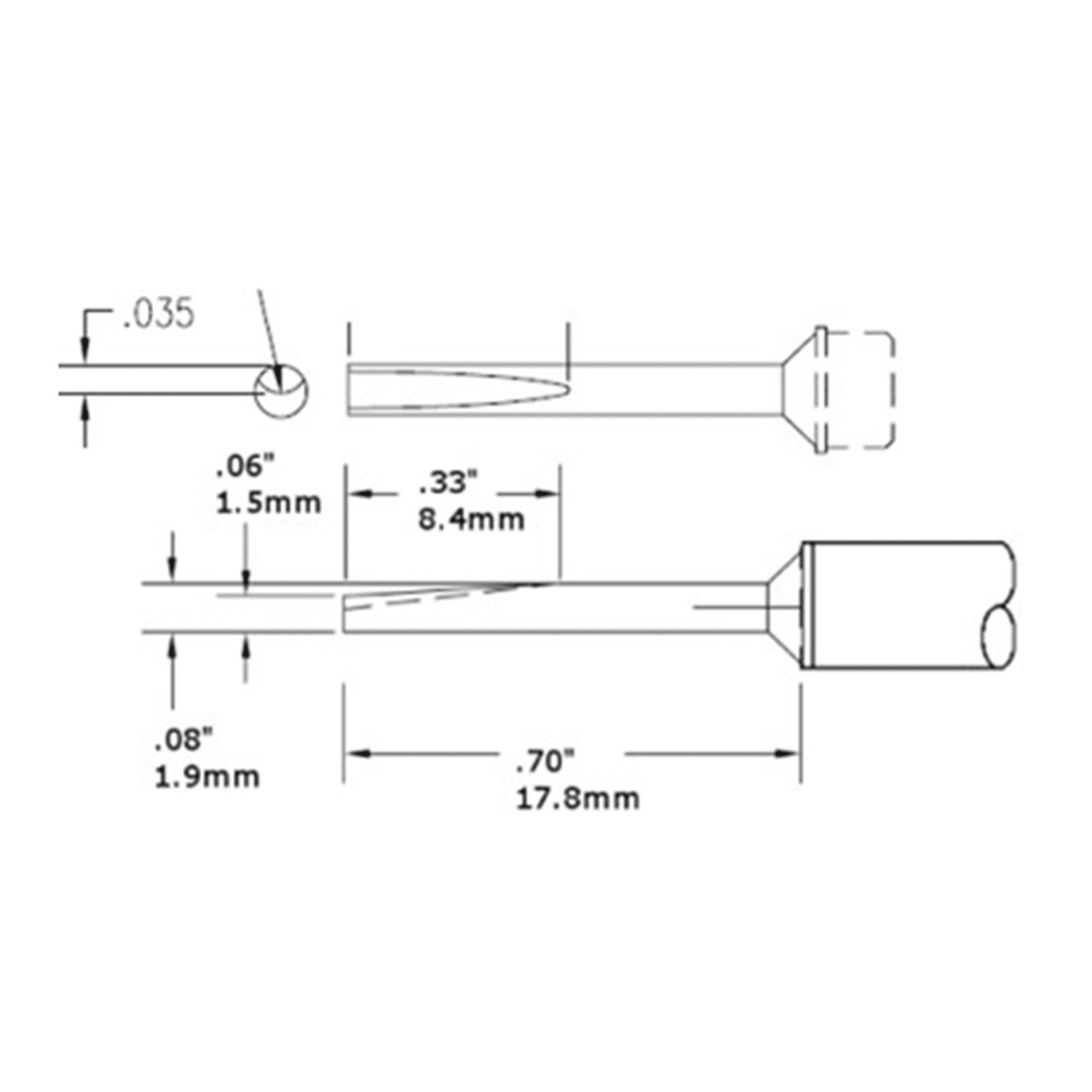 Metcal CVC-7LG1802A 2mm CVC Conical Soldering Cartridge