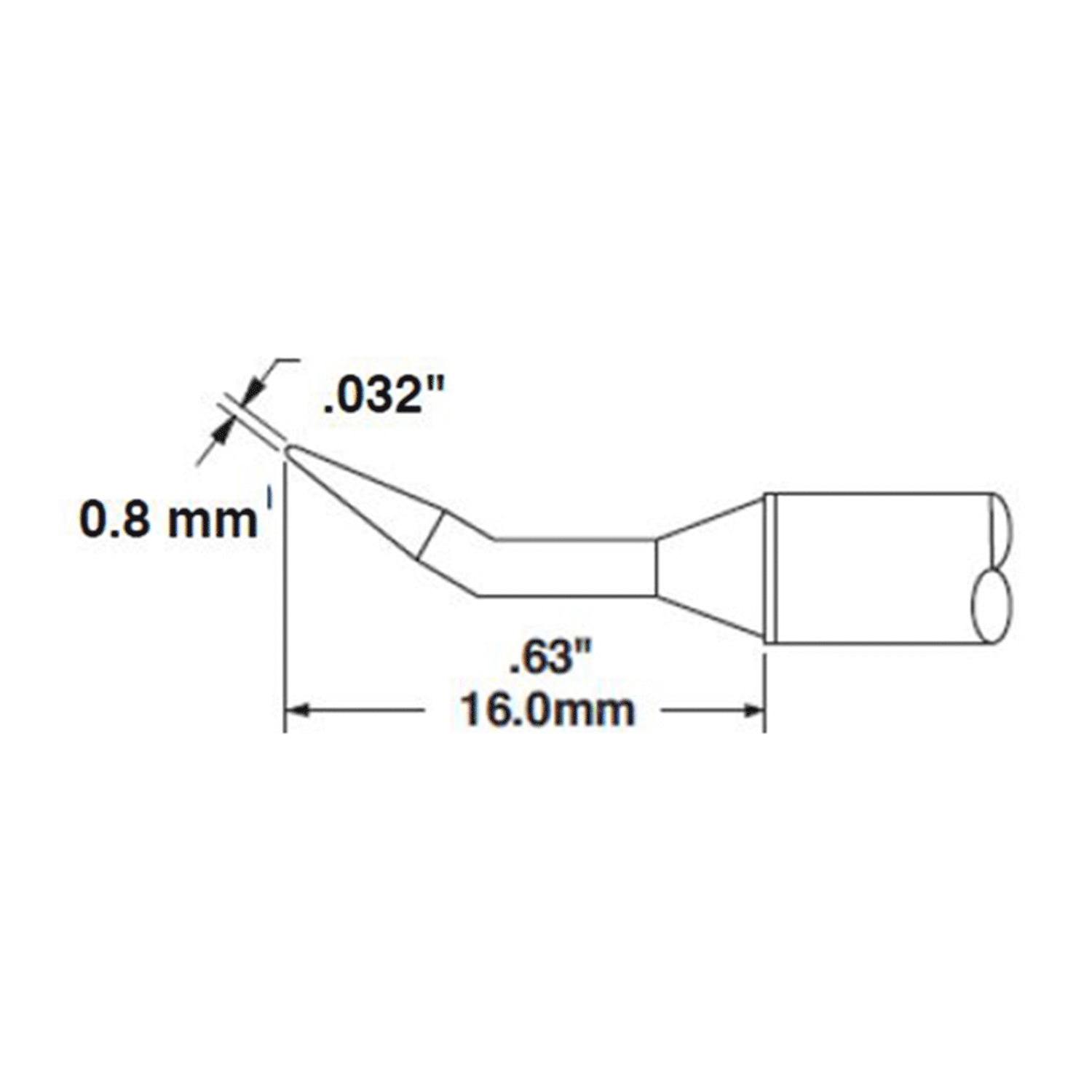 Metcal CVC-8CN1608R 0.8mm x 16mm 30° CVC Conical Bent Soldering Cartridge
