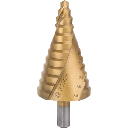 Bosch 2608587431 HSS TiN Step Drill Bit - 3 - Flat Shank (6mm - 39mm)