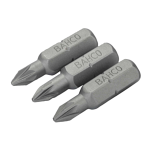 Bahco 59S/PZ0-3P - 1/4" Pozidriv Screwdriver Bit 25mm - Pack of 3