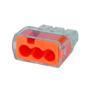 IDEAL 30-1033 3 Port Push-In Connectors - Orange (Box of 100)