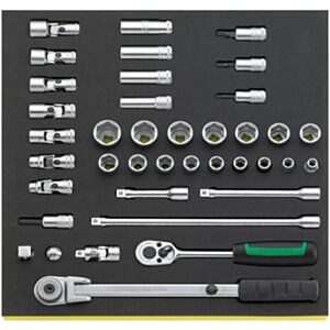 Stahlwille 96830602 3/8" Hex (7mm - 22mm) & Bi-Hex (10mm - 16mm) Socket Set with Ratchet in TCS Foam - 39 Pieces