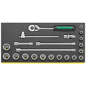 Stahlwille 96838752 3/8" Hex Socket Set (7mm - 22mm) with Ratchet in TCS Foam - 22 Pieces