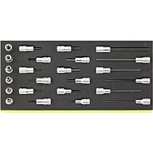 Stahlwille 96838772 3/8" Hex Screwdriver (4mm - 10mm) & Torx (T10 - T40 & E5 - E12) Socket Set in TCS Foam - 24 Pieces