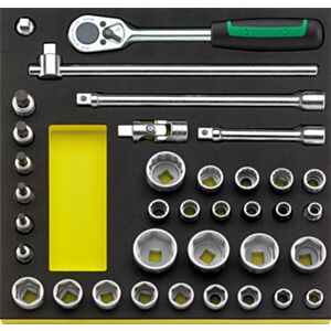 Stahlwille 96830354 1/2" Hex & Bi-Hex Socket Set (10mm - 34mm) with Ratchet in TCS Foam - 36 Pieces