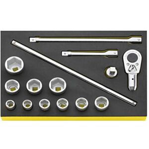 Stahlwille 96830221 3/4" Hex Socket Set (22mm - 50mm) with Ratchet - 17 Pieces