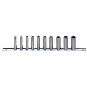 Stahlwille 96016410 1/4" Deep Bi-Hex Socket Set on Rail (3/16" - 9/16") - 10 Pieces