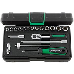 Stahlwille 96011124 1/4" Hex Socket Set (3.5mm - 13mm) with Ratchet - 19 Pieces