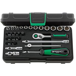 Stahlwille 96011182 1/4" Hex Socket Set (4mm - 14mm) with Screwdriver Sockets & Quick Release Ratchet - 30 Pieces