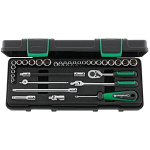Stahlwille 96011162 1/4" Hex Socket Set (3.2mm - 14mm & 3/16" - 9/16") with Ratchet - 33 Pieces