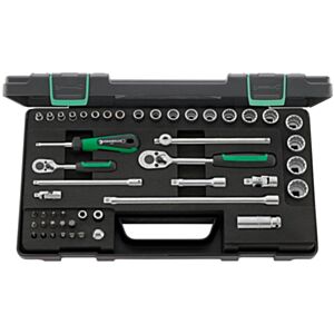 Stahlwille 96012047 3/8" Bi-Hex (10mm - 22mm) & 1/4" Hex (4mm - 9mm) Socket Set with Ratchets - 48 Pieces