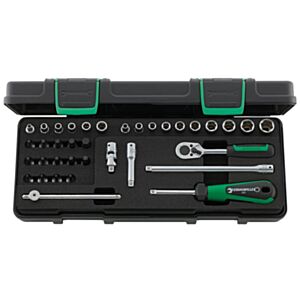 Stahlwille 98819801 1/4" Hex Socket (3mm - 13mm) and Torx Socket Set with Ratchet - 36 Pieces