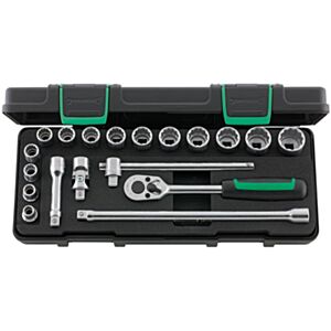 Stahlwille 96024132 3/8" Bi-Hex Socket Set (8mm - 22mm) with Ratchet - 19 Pieces