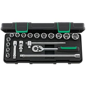 Stahlwille 96023132 3/8" Hex Socket Set (8mm - 22mm) with Ratchet - 19 Pieces
