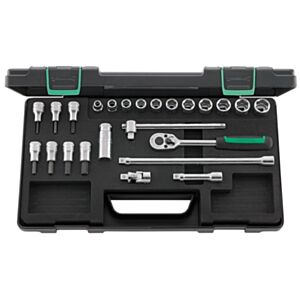 Stahlwille 96021236 3/8" Hex Socket Set (3mm - 19mm) with Ratchet - 24 Pieces