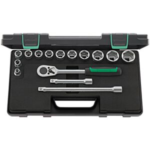 Stahlwille 96031436 1/2" Hex Socket Set (10mm - 32mm) with Ratchet - 15 Pieces