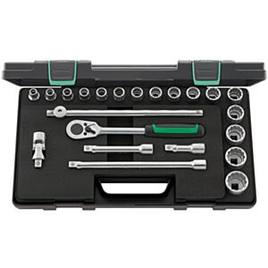 Stahlwille 96031447 1/2" Bi-Hex Socket Set (10mm - 32mm) with Ratchet - 22 Pieces