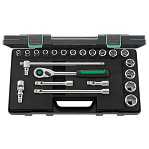 Stahlwille 96031480 1/2" Hex Socket Set (10mm - 32mm) with Quick Release Ratchet - 22 Pieces