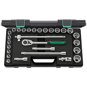 Stahlwille 96031407 1/2" Bi-Hex Socket Set (8mm - 32mm) with Ratchet - 28 Pieces