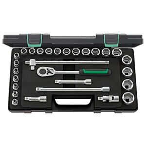 Stahlwille 96031409 1/2" Hex Socket Set (8mm - 32mm) with Ratchet - 28 Pieces