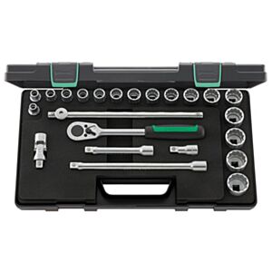 Stahlwille 96035125 1/2" Bi-Hex Socket Set (3/8" - 1 1/4") with Ratchet - 23 Pieces