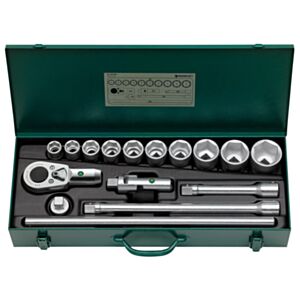 Stahlwille 96050104 3/4" Hex Socket Set (22mm - 50mm) with Ratchet - 16 Pieces